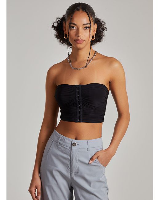 Pink Vanilla Gray Eyelet Detail Corset Top