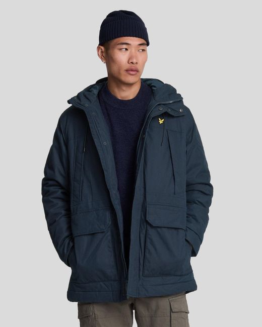 Lyle & Scott Blue Microfleece Parka for men