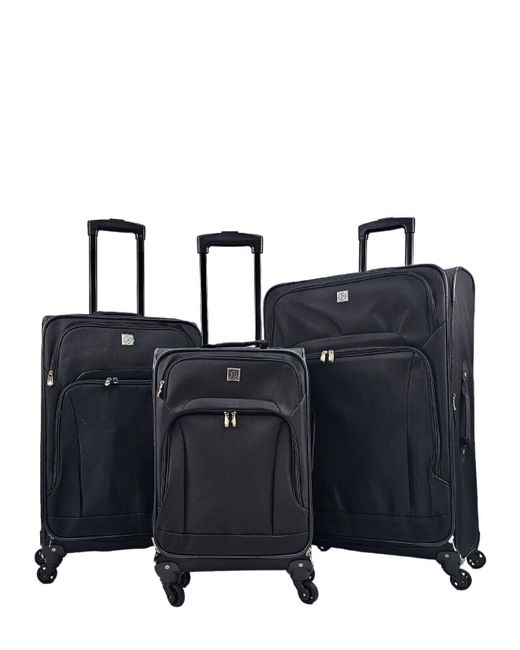 Infinity Leather Blue Lightweight 4 Wheel Luggage Travel Cases Soft Bags Suitcases