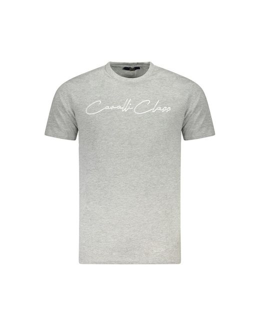 Roberto Cavalli Gray Cotton T-Shirt for men