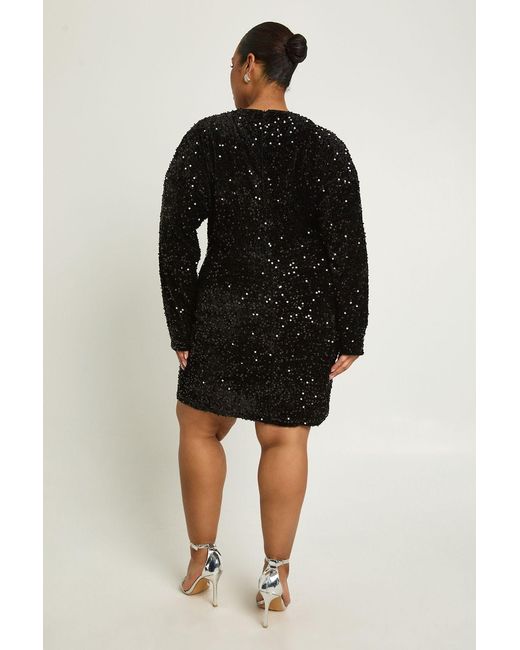 Boohoo Black Plus Sequin Batwing Shift Dress