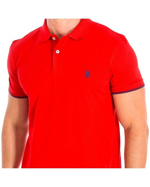 U.S. POLO ASSN. Red Ntpe Short Sleeve With Contrasting Lapel Collar 64647 for men