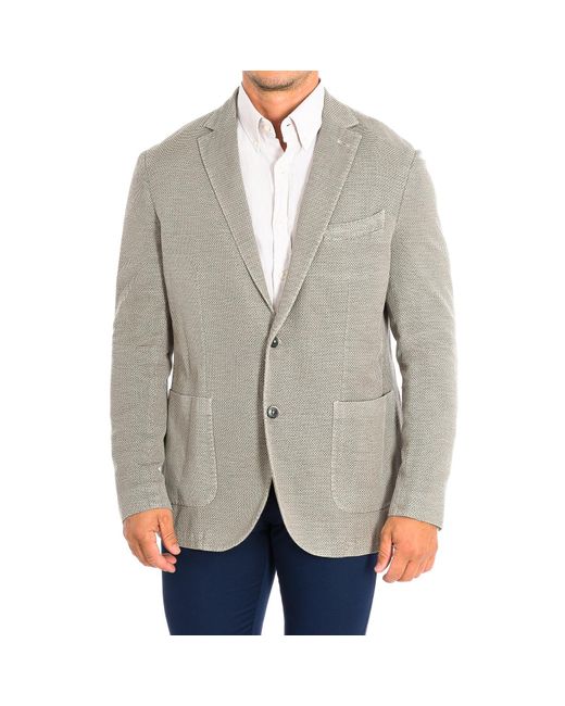 La Martina Gray Long Sleeve Blazer With Regular Fit Jmja08-Tl090 for men