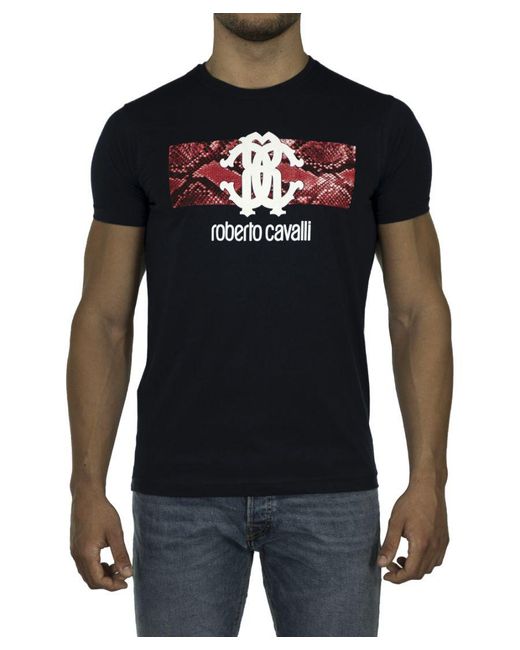 Roberto Cavalli Black Printed T-shirt Cotton for men