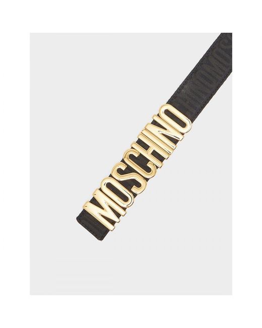 Moschino Accessoires Logo Print Met Plaquette Riem In Goud in het White voor heren