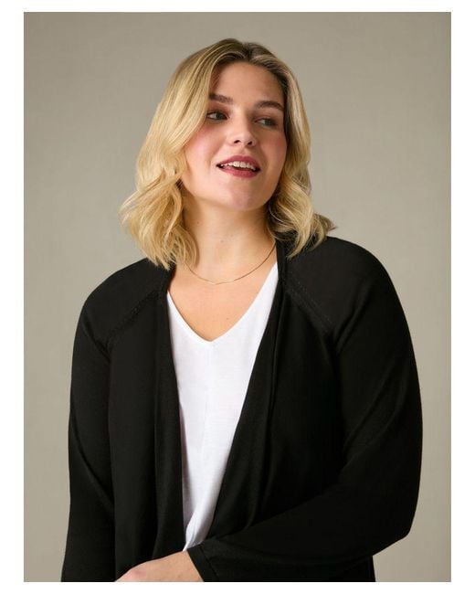 Live Unlimited Black Knitted Waterfall Cardigan