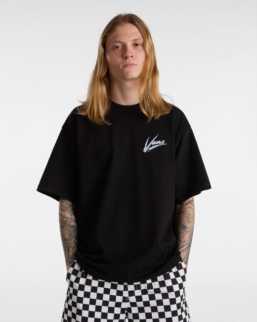 Vans Black Brush Script Loose T-Shirt for men