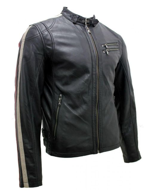 Infinity Leather Gray Racer Nappa Biker Jacket for men