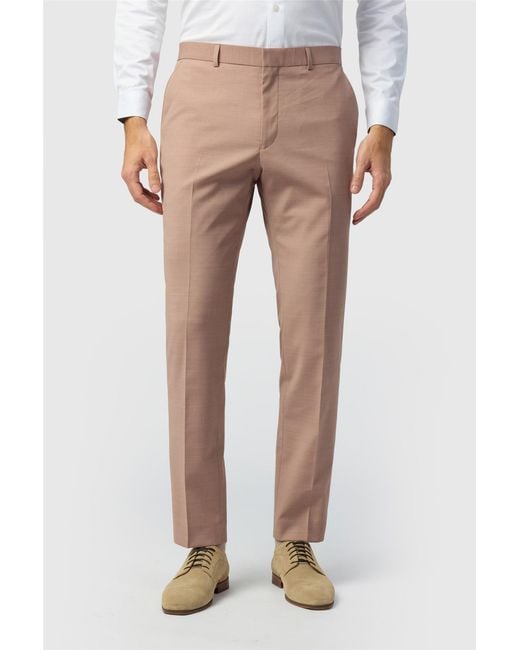 Ted Baker Natural Flat Fronted Slim Fit Suit Trousers for men