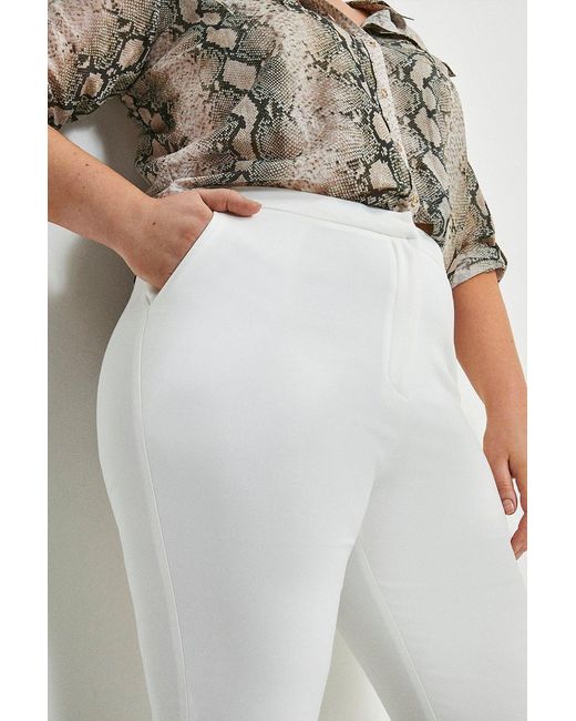 Karen Millen White Plus Size Essential Techno Woven Trouser