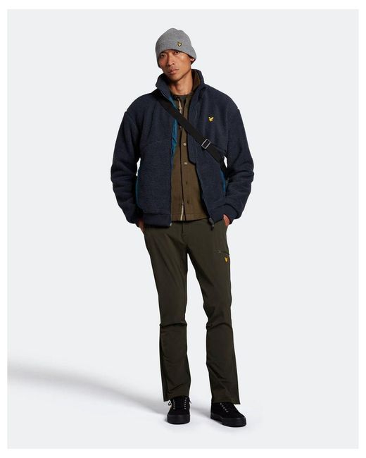 Lyle & Scott Blue Reversible Recycled Shearling Jacket for men