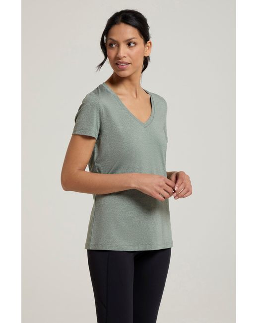 Mountain Warehouse Gray 'Vitality' V Neck Tee Quick Wicking Comfy T-Shirt