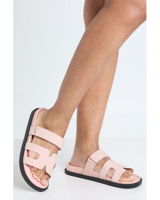 Boohoo Natural Cut Out Flat Sliders