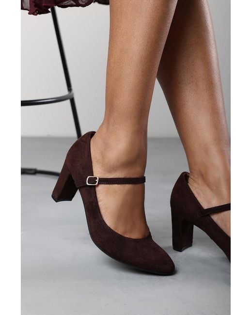 Where's That From Brown Wheres 'Oceana' Suede Mary Jane Court Shoe With Buckle Strap