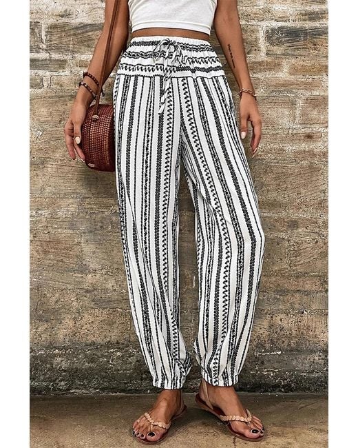 Azura Exchange Brown Breite-Bein-Hose Mit Schwarz--Streifen