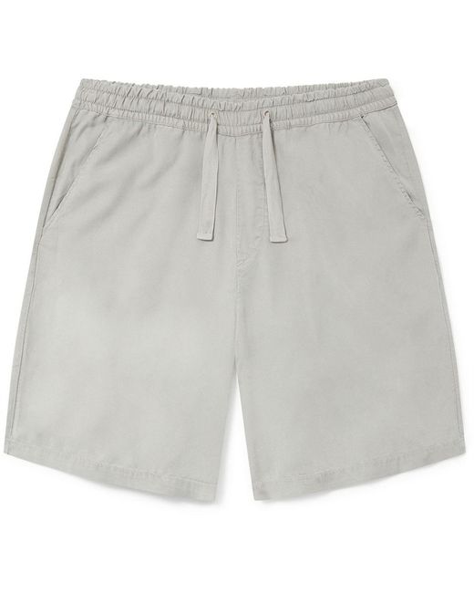 Albam Gray Solid Patterned Tencel Bermuda Shorts for men