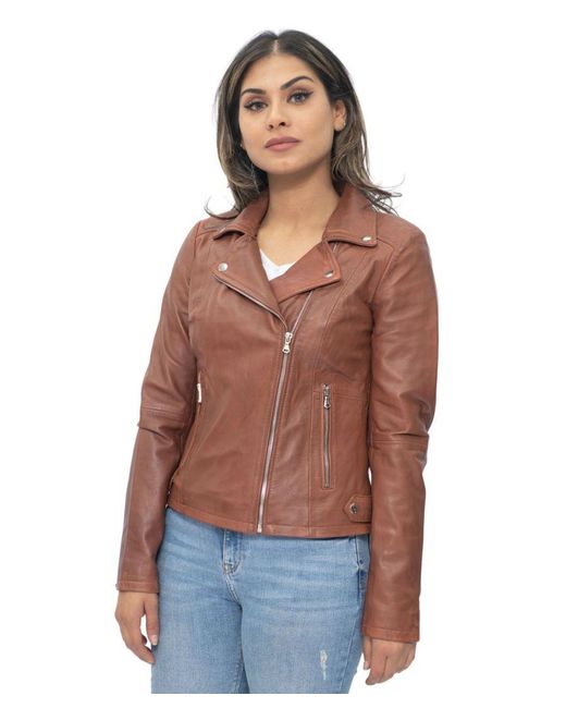 Infinity Leather Brown Biker Jacket-Sacramento