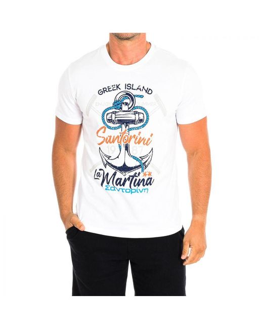 La Martina White Short Sleeve T-shirt Tmr011-js206 Cotton for men