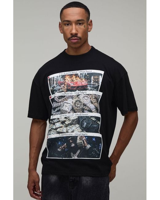 BoohooMAN Gray Oversized Graphic T-Shirt Cotton for men