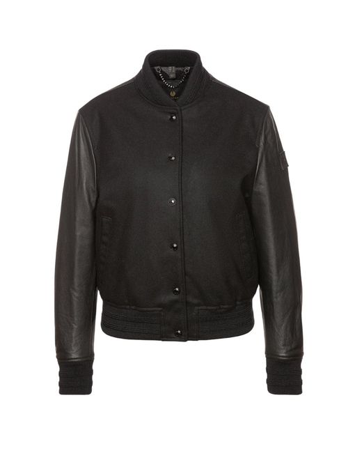Belstaff Black Willow Leather Bomber Jacket Wool