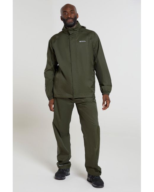 Mountain Warehouse Green 'Pakka' Waterproof Rain Overtrousers With Pocket Breathable Everyday Pants Polyamide for men