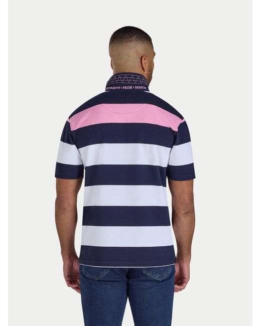Raging Bull Blue Irregular Stripe Rugby for men