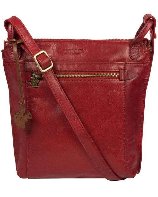 Conkca Red 'Rego' Chilli Pepper Leather Cross Body Bag