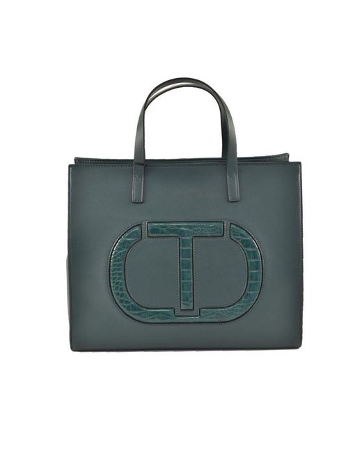 Twin Set Green Plain Handbag With Shoulder Strap