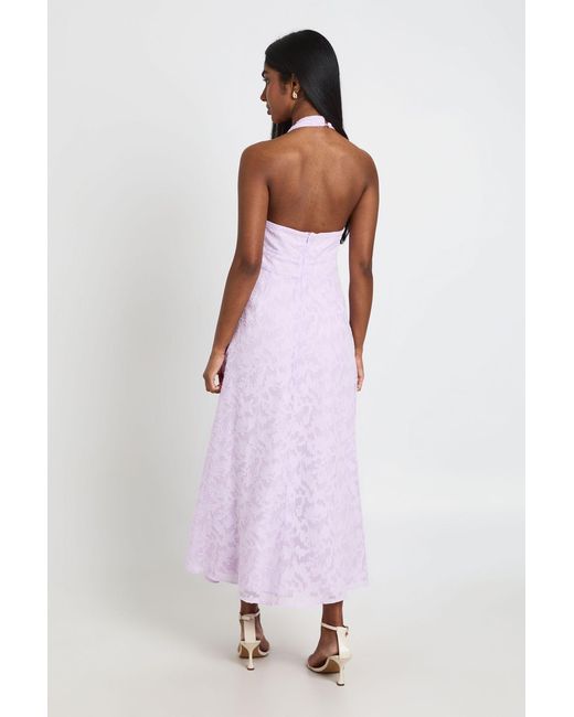 Boohoo Purple Burnout Halter Midaxi Dress