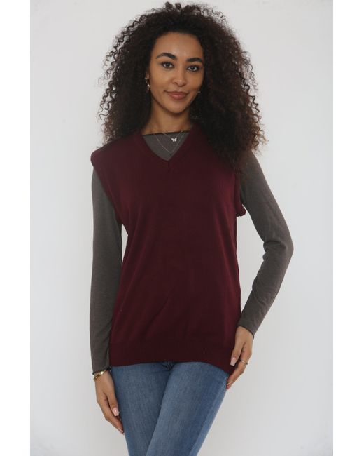 Femme Luxe Purple V Neck Sleeveless Knitted Vest