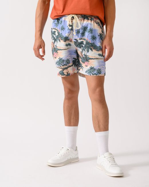 Gant Blue Regular Fit Printed Drawstring Shorts for men