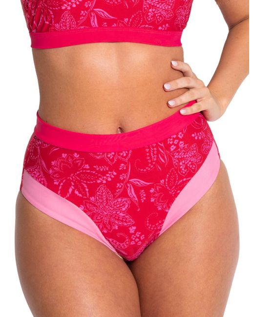 Pour Moi Pink Palm Springs High Leg Tummy Control Bikini Brief