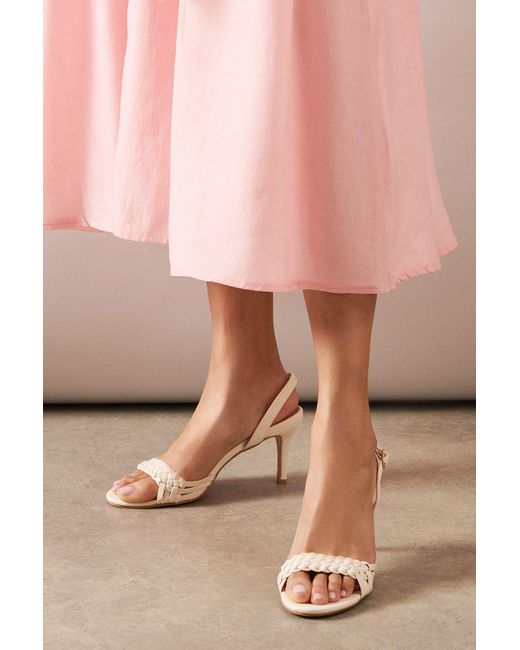 Wallis Pink Ottilie Faux Leather Plaited Strap High Heel Slingback Sandals