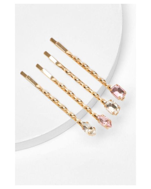 Quiz Jewel Hair Clip Set in White Lyst UK