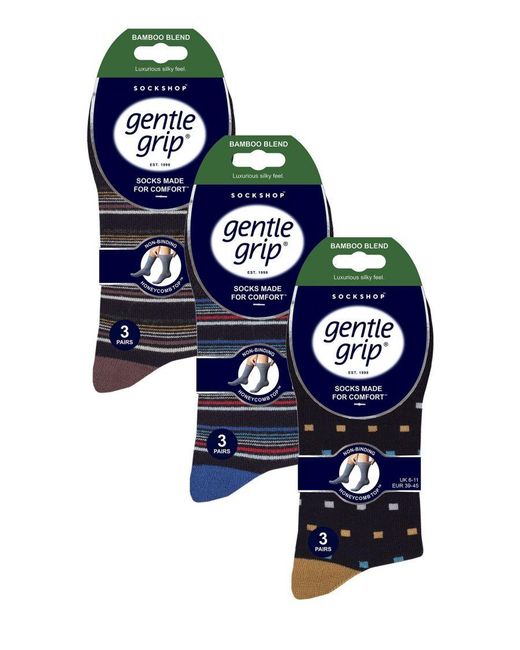 Gentle Grip Black 9 Pack Bamboo Socks for men