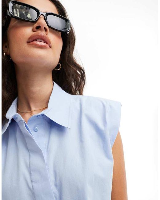 ASOS White Shoulder Pad Cropped Shirt