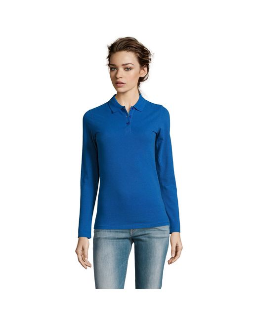 Sol's Blue Ladies Perfect Long Sleeve Pique Polo Shirt (Royal)