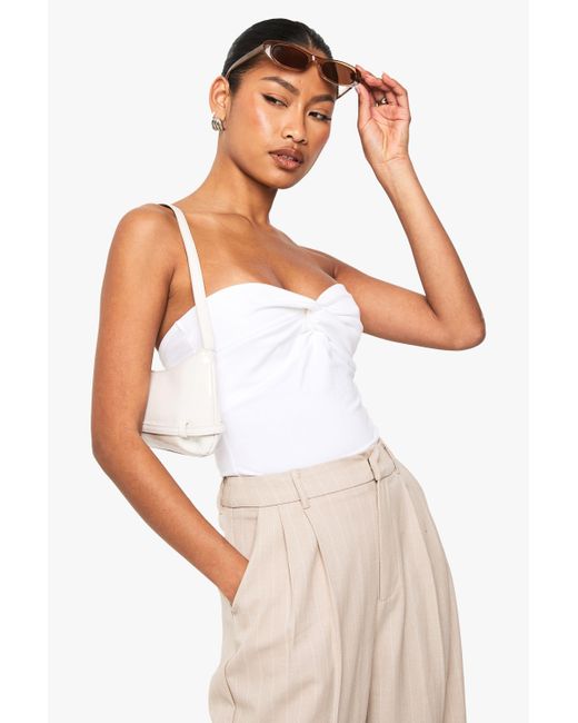 Boohoo White Twist Front Bandeau Top