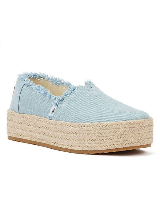 TOMS Blue Washed Denim Valcia Pastel Espadrilles Textile