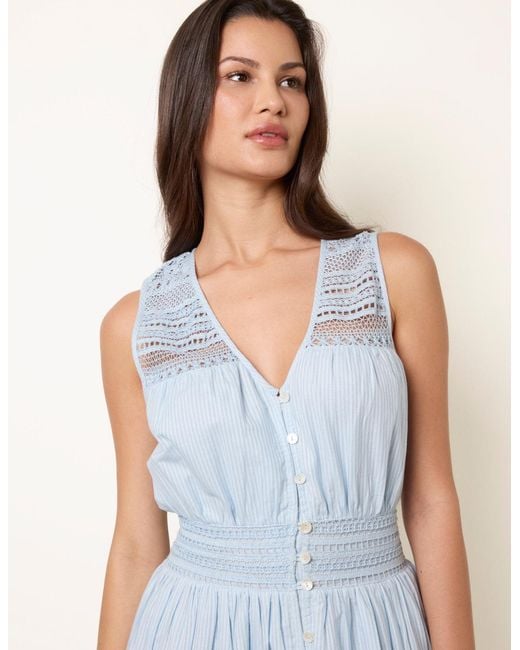 Blue Vanilla Blue Crochet Insert Button Midi Dress