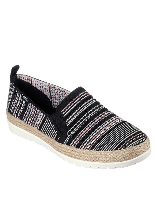 Skechers Black Woven Twin Gore Slip On Espadrilles