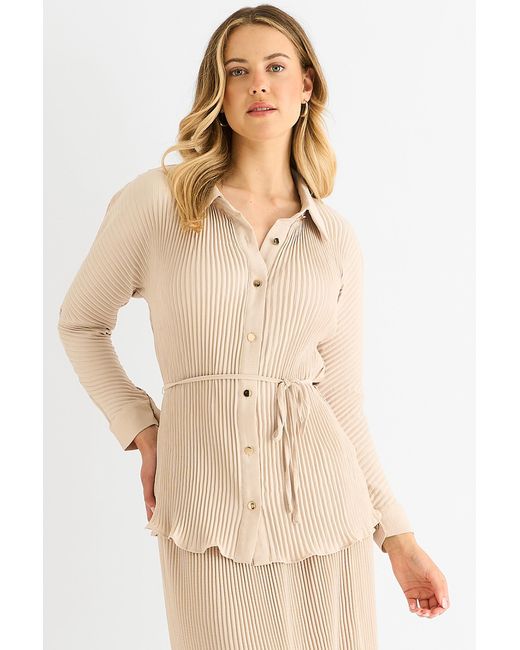 Gini London Natural Plissee Hemd Mit Knopfleiste