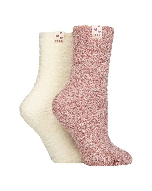 Elle Pink 2 Pack Ladies Two Tone Cosy Bed And Home Socks