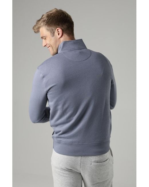 French Connection Blue Light Cotton Blend Half-Zip Jumper for men