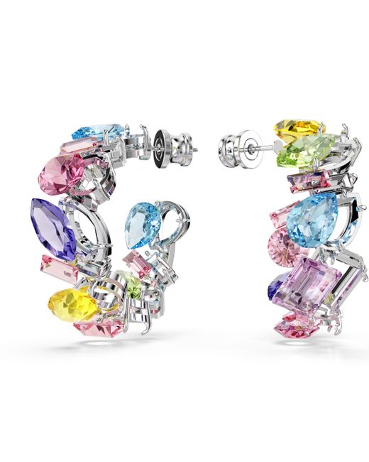 Swarovski Blue 'Gema' Base Metal Hoop Earrings