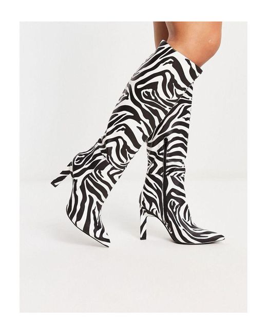 ASOS White Wide Fit Cancun Knee High Boots