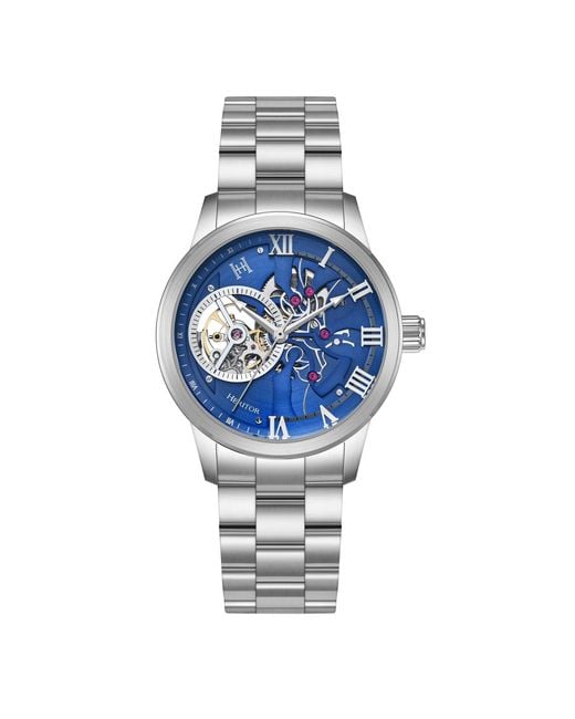 Heritor Metallic August Semi-Skeleton Watch for men