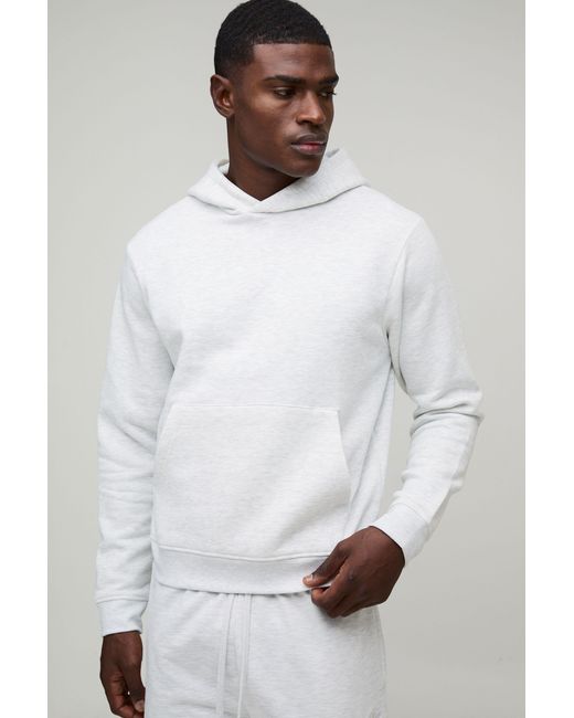 BoohooMAN White Basic Boxy Over The Head Hoodie for men