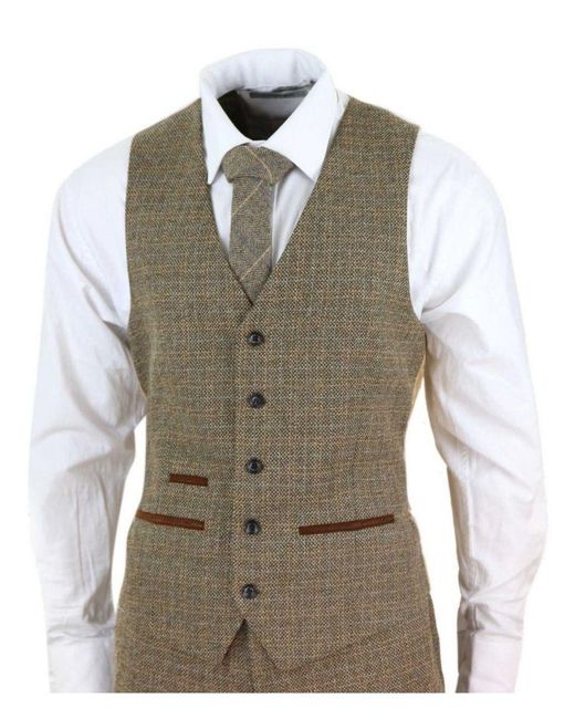Paul Andrew Green 3 Piece Brown Tweed Check Vintage Retro Suit for men