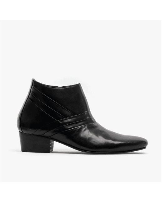 Club Cubano Black Mario Leather Cuban Heel Boots for men